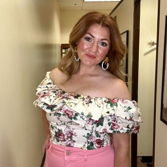 NWT Antonio Melani x The Style Bungalow | Miraflores Floral Print Puff Crop Top - Picture 14 of 15